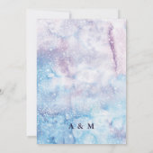 Abstracte Sky Blue & Paarse Waterverf Galaxy Invi Kaart (Achterkant)