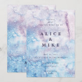 Abstracte Sky Blue & Paarse Waterverf Galaxy Invi Kaart (Voorkant / Achterkant)