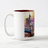 Abstracte skyline van Cincinnati Tweekleurige Koffiemok (Links)