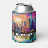 Abstracte skyline van Detroit Blikjeskoeler (Blikje Achterkant)
