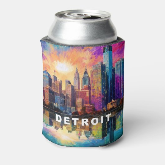 Abstracte skyline van Detroit Blikjeskoeler (Blikje Achterkant)