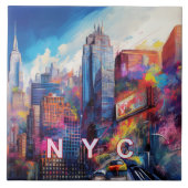 Abstracte skyline van New York Art Modern Tegeltje (Voorkant)