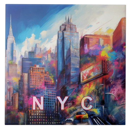Abstracte skyline van New York Art Modern Tegeltje (Voorkant)