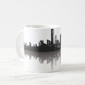 Abstracte skyline voor zwarte en witte steden koffiemok (Voorkant links)