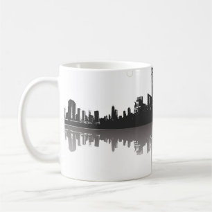 Abstracte skyline voor zwarte en witte steden koffiemok