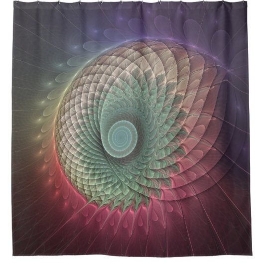Abstracte slak Kleurrijke Moderne Fractal Art Douchegordijn (Voorkant)