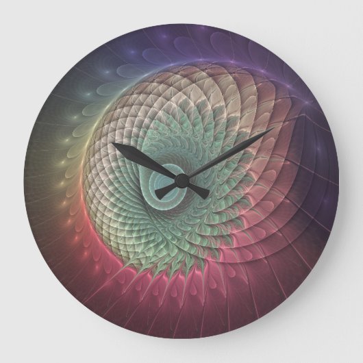 Abstracte slak Kleurrijke Moderne Fractal Art Grote Klok (Voorkant)