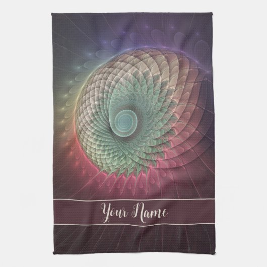 Abstracte slak Kleurrijke Moderne Fractal Art Naam Theedoek (Verticaal)