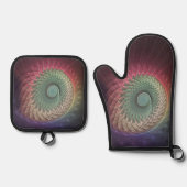 Abstracte slak Kleurrijke Moderne Fractal Art Ovenwant & Pannenlap Set (Voorkant)