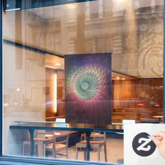 Abstracte slak Kleurrijke Moderne Fractal Art Raamsticker (Cafe Raam)