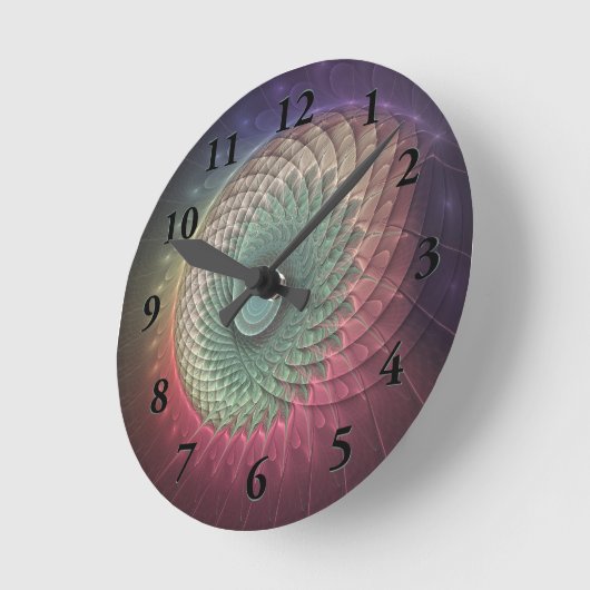 Abstracte slak Kleurrijke Moderne Fractal Art Ronde Klok (Hoek)