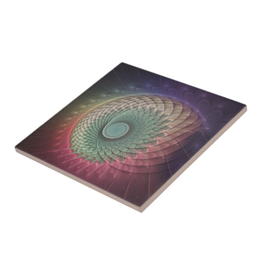 Abstracte slak Kleurrijke Moderne Fractal Art Tegeltje (Zijkant)