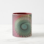 Abstracte slak Kleurrijke Moderne Fractal Art Tweekleurige Koffiemok (Center)