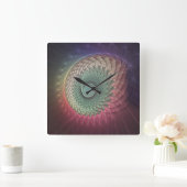 Abstracte slak Kleurrijke Moderne Fractal Art Vierkante Klok (Huis)