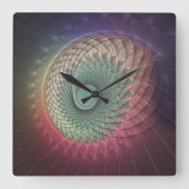Abstracte slak Kleurrijke Moderne Fractal Art Vierkante Klok (Voorkant)