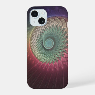 Abstracte slakkenkleurrijke moderne fractal kunst iPhone 15 case