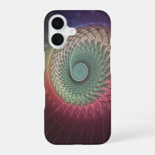 Abstracte slakkenkleurrijke moderne fractal kunst iPhone 16 hoesje