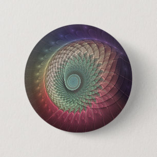 Abstracte slakkenkleurrijke moderne fractal kunst ronde button 5,7 cm