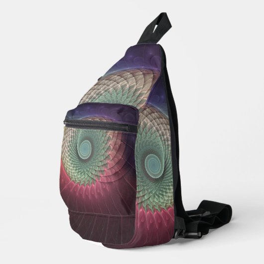 Abstracte slakkenkleurrijke moderne fractal kunst sling bag (Rechterhoek)