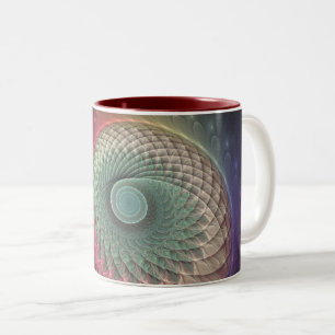 Abstracte slakkenkleurrijke moderne fractal kunst tweekleurige koffiemok