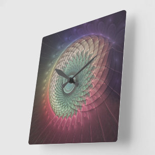 Abstracte slakkenkleurrijke moderne fractal kunst vierkante klok