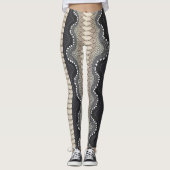 Abstracte slangenhuid zwart beige grijs Elegant Leggings (Voorkant)