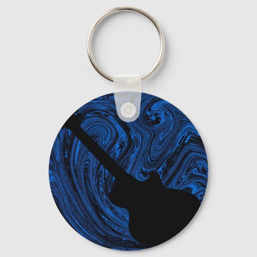 Abstracte Sleutelhanger gitaar, blauw (Voorkant)