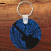 Abstracte Sleutelhanger gitaar, blauw (Voorkant)