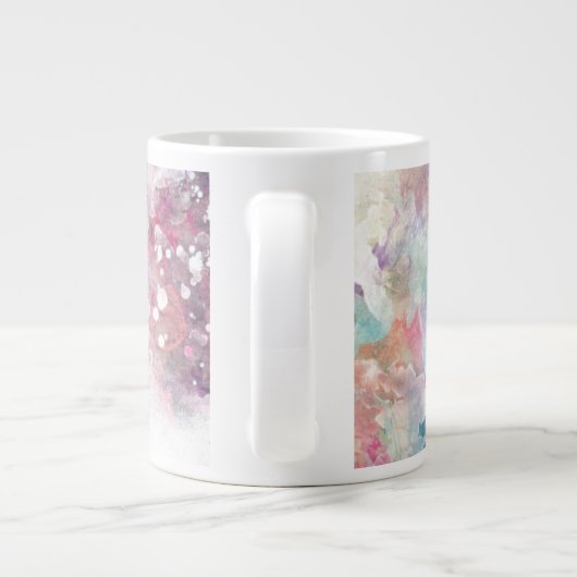 Abstracte slijptextuur met waterverf verf 2 grote koffiekop (Achterkant)