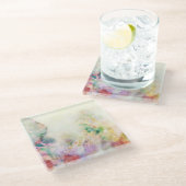 Abstracte slijptextuur met waterverf verf glazen onderzetter (Schuin)