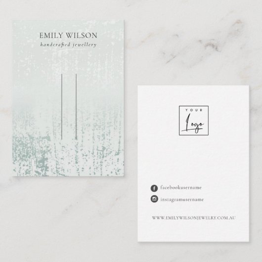 Abstracte Sliver Aqua Rain Hairclips Pin display Visitekaartje (Voorkant / Achterkant)