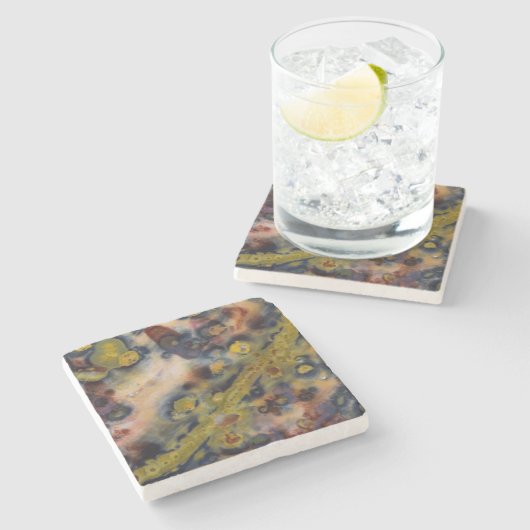 Abstracte sluiting van Ocean Jasper Stenen Onderzetter (Zijkant)