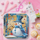 Abstracte sneeuwman papieren bordje (Feest)