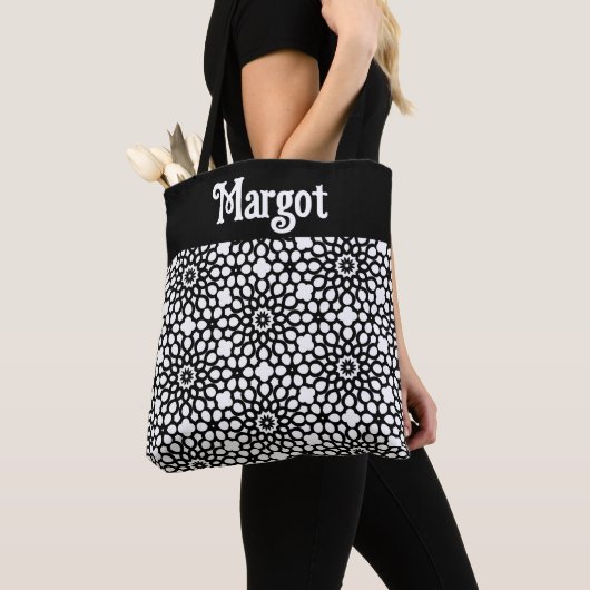 Abstracte Sneeuwvlok in Classic Zwart en Wit Tote Bag (Dichtbij)