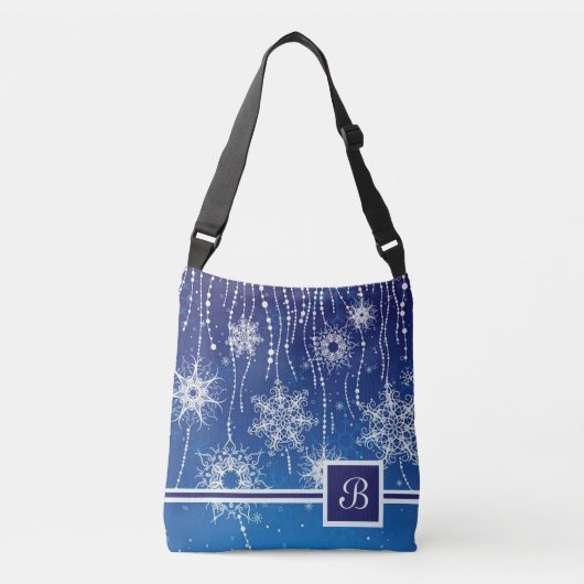 Abstracte sneeuwvlokken crossbody tas (Voorkant)