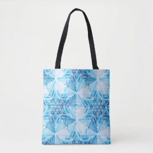 Abstracte sneeuwvlokken met diepvriesster naadloos tote bag