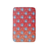 Abstracte sneeuwvlokken met rode en blauwe kerst badmat (Voorkant Verticaal)