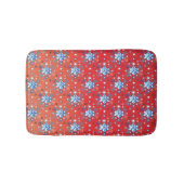 Abstracte sneeuwvlokken met rode en blauwe kerst badmat (Voorkant)