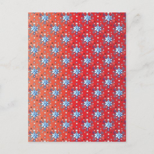 Abstracte sneeuwvlokken met rode en blauwe kerst briefkaart (Voorkant)