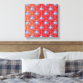 Abstracte sneeuwvlokken met rode en blauwe kerst canvas afdruk (Insitu (Slaapkamer))