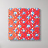 Abstracte sneeuwvlokken met rode en blauwe kerst canvas afdruk (Voorkant)