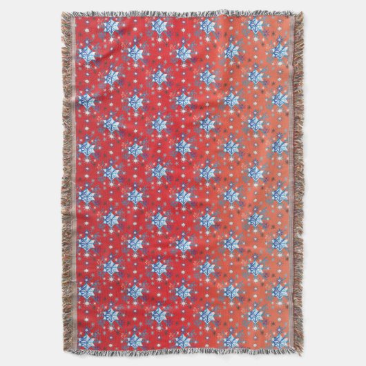 Abstracte sneeuwvlokken met rode en blauwe kerst deken (Voorkant Verticaal)