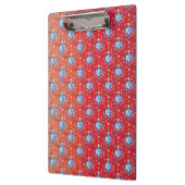 Abstracte sneeuwvlokken met rode en blauwe kerst klembord (Links)