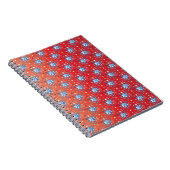 Abstracte sneeuwvlokken met rode en blauwe kerst notitieboek (Rechterzijde)