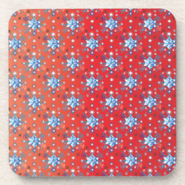 Abstracte sneeuwvlokken met rode en blauwe kerst onderzetter