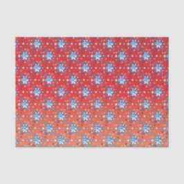 Abstracte sneeuwvlokken met rode en blauwe kerst tissuepapier