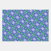 Abstracte sneeuwvlokken op blauw inpakpapier vel (Voorkant 3)