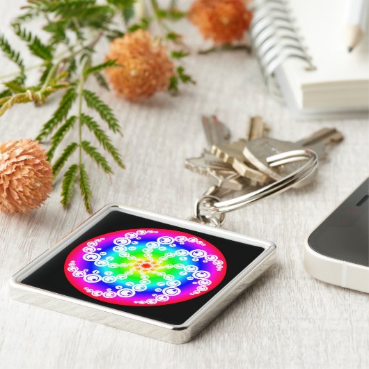 Abstracte snijcirkel sleutelhanger (Zijkant)