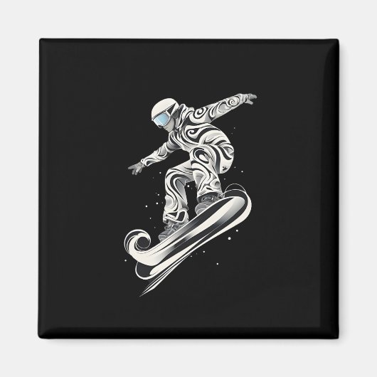 Abstracte snowboarder snowboarden magneet (Voorkant)