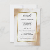 Abstracte Soft Brown Gold-marmering - Gegevens RSVP Kaartje (Voorkant)